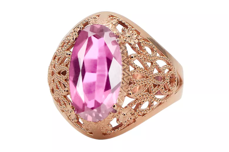 Ring Vintage style Amethyst Original Vintage 14K Rose Gold vrc074r